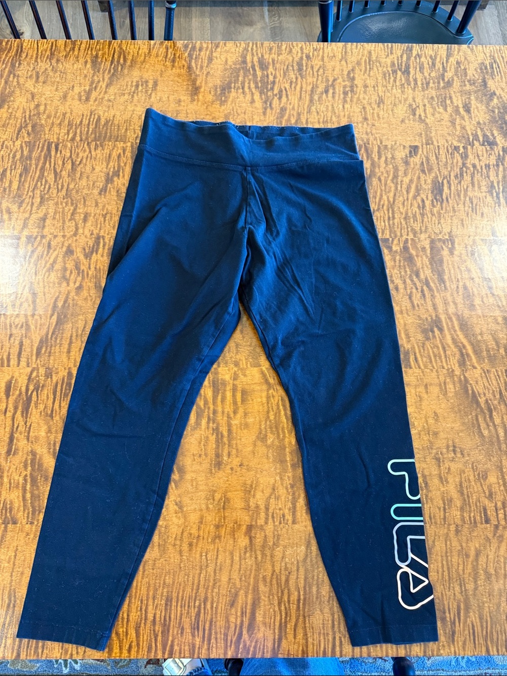 FILA Girls' Black Athletic Leggings with Side Logo